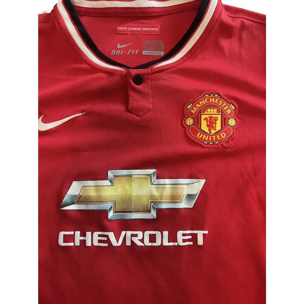NIKE DRI-FIT Manchester United Home Knit Jersey 2014/15, Chevy, Red| Youth: XL